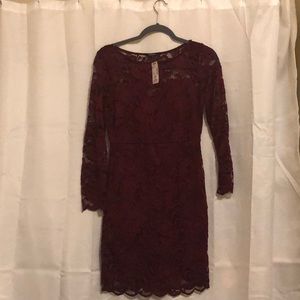 Ambiance Maroon Lace Dress (size Medium)